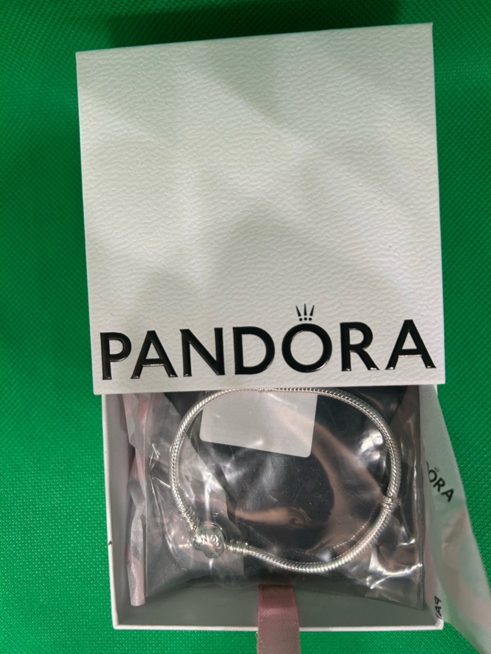 Pandora Silver Snake Chain Bracelet with Logo Clasp